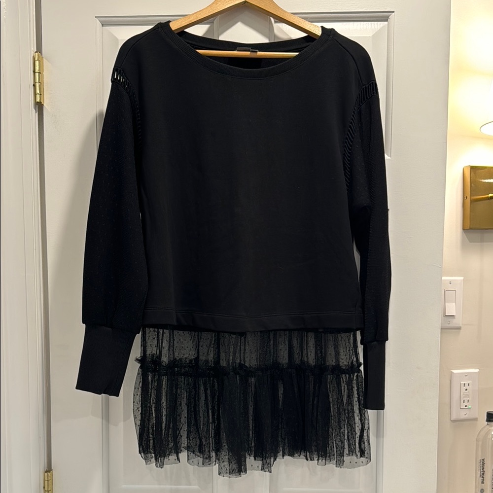 Anthropologie Black Long Sleeve Boxy Sweatshirt
